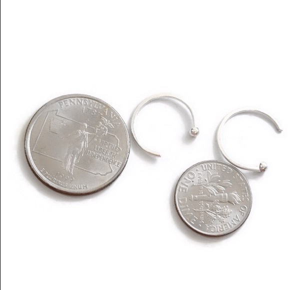 Fine 999 Sterling Silver Ball End Mini Hug Hoop Earrings - Picture 5 of 8